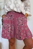 Ole Bubble Cotton Bandana Shorts Indian Pink